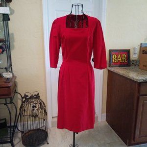 Vintage 50s Handmade Sexy Red Velvet Dress
